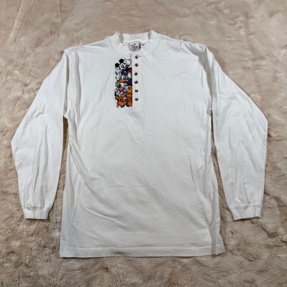 Vintage Disney Store Mickey Mouse Embroidered Long Sleeve Shirt Large